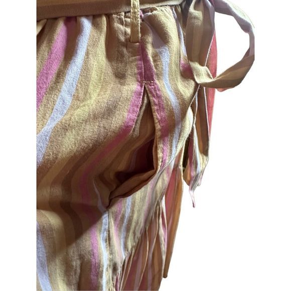 Xirena Drue‎ Midi Pink Tan Short Sleeve Cotton Tie Dress Size Small Women's - Picture 7 of 10